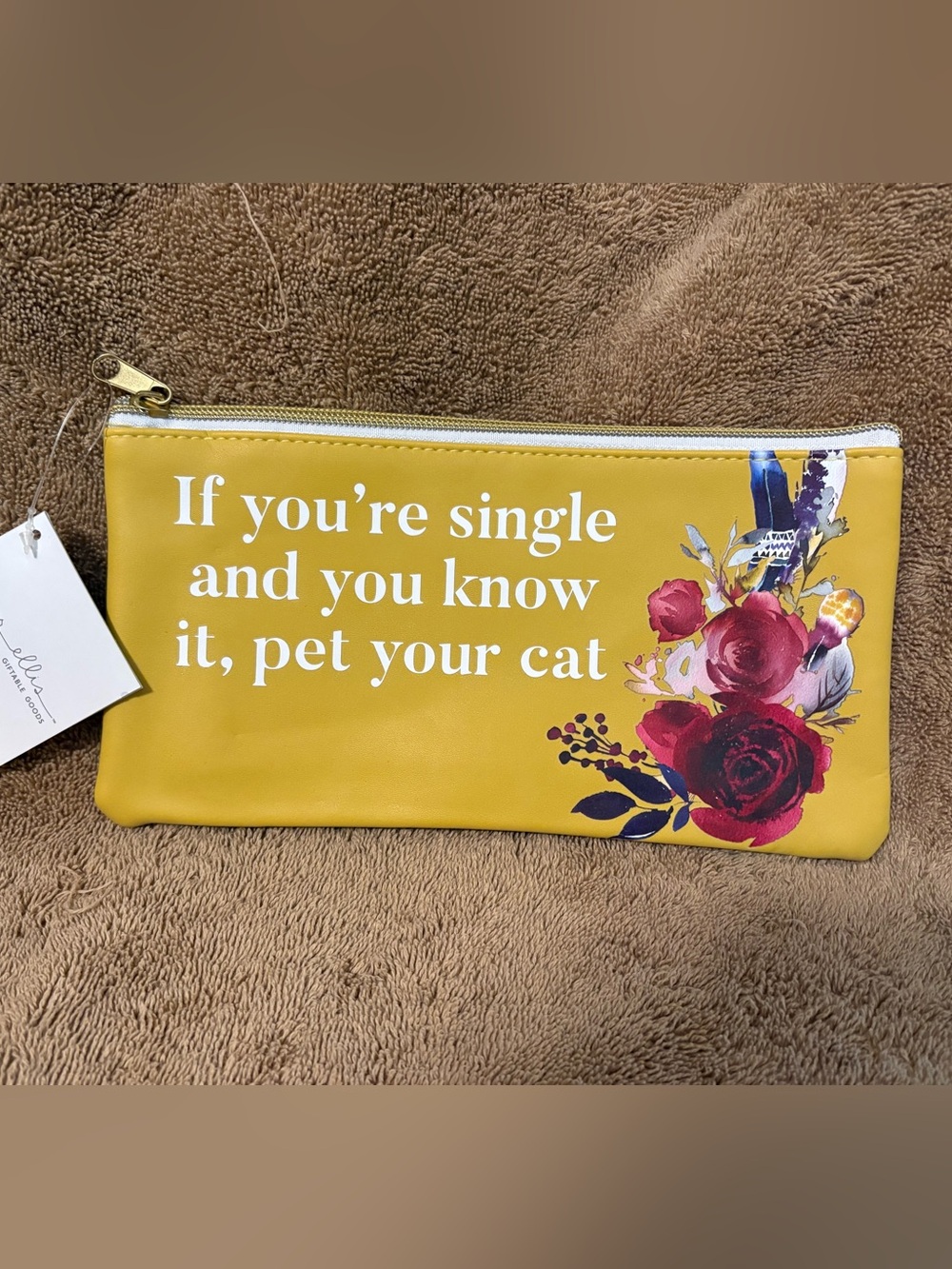 Yellow Floral "If You're Single" Cosmetic Bag